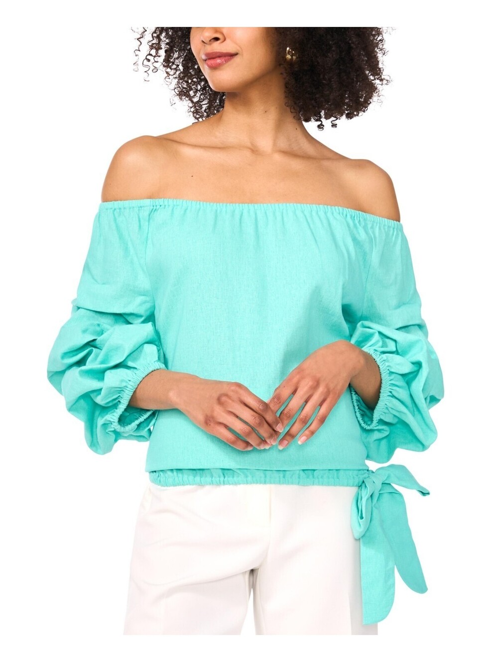 Vince Camuto Women's Linen-Blend Off the Shoulder Bubble Sleeve Size XL - Picture 1 of 4